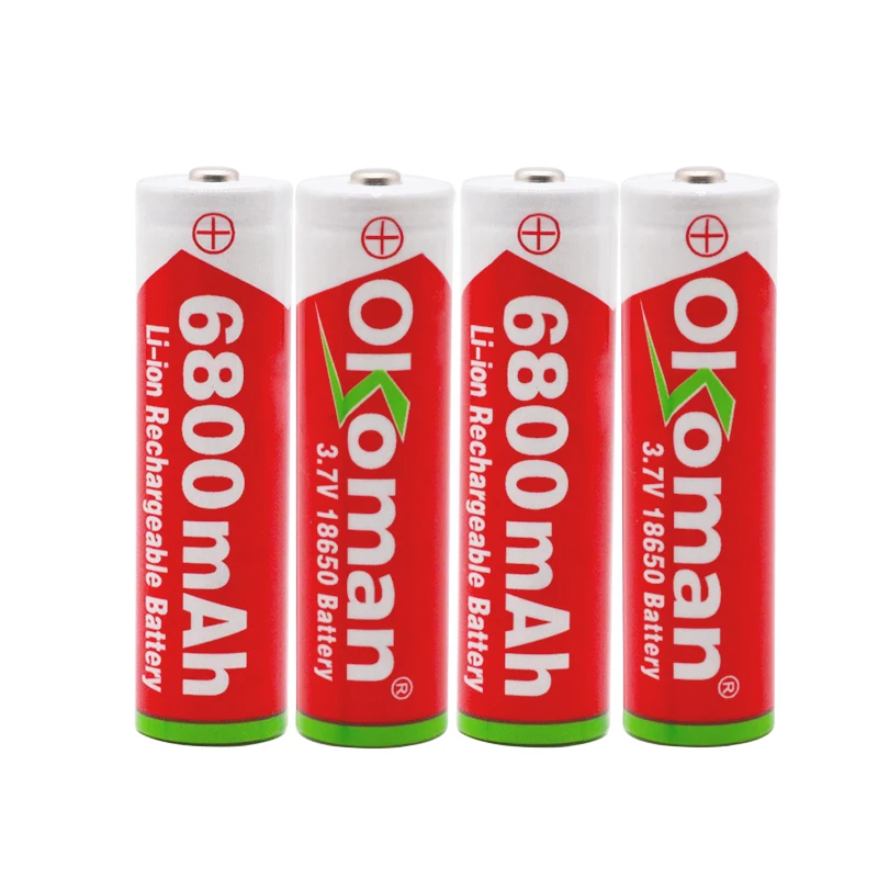 Okoman 3 7 V 18650 аккумулятор 6800mah литий-ионная аккумуляторная батарея для