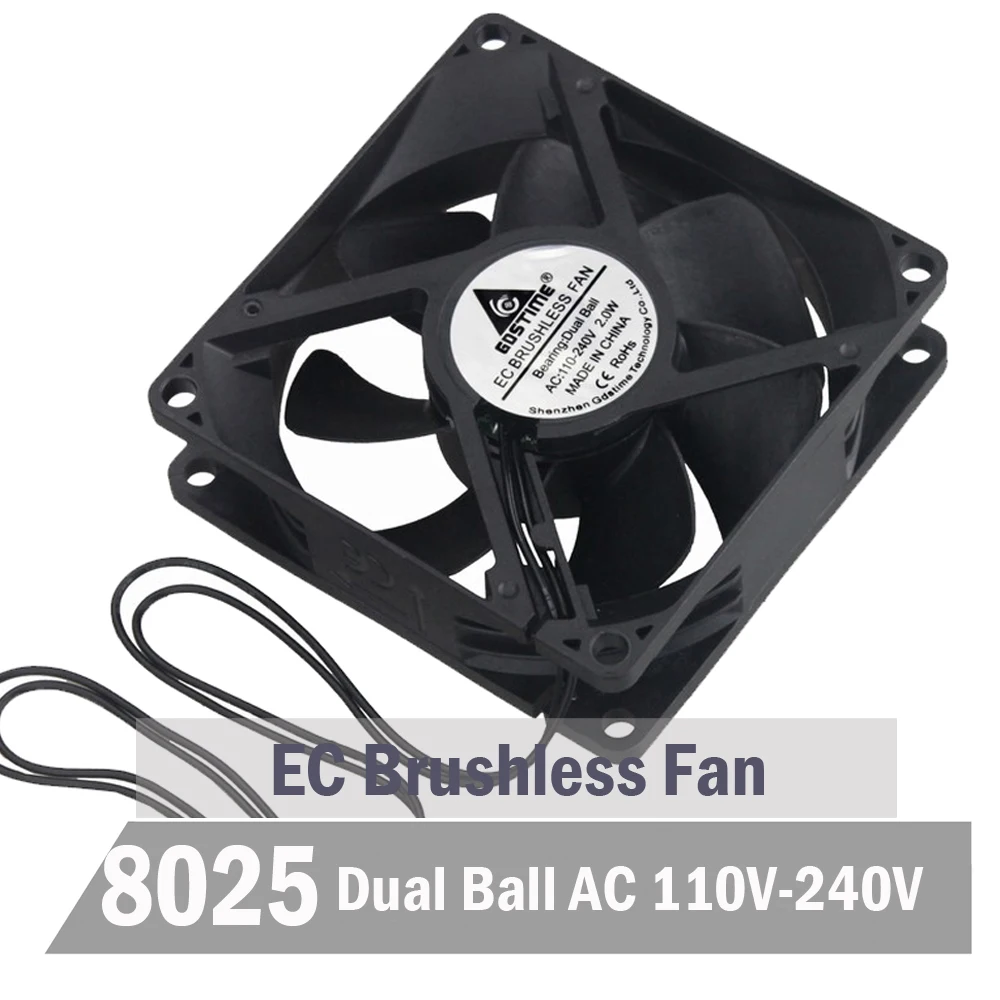 5Pcs Gdstime 80mm 8CM 8025 EC Fan Ball Bearing AC 110V 115V 120V 220V 240V EC Brushless Cooler Fan Axial Fan
5Pcs Gdstime 80mm 8CM 8025 EC Fan Ball Bearing AC 110V 115V 120V 220V 240V EC Brushless Cooler Fan Axial Fan