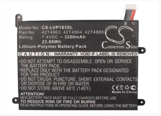 

Аккумулятор Cameron Sino 3200mAh для LENOVO ThinkPad 1838 10,1 1838-22U 1838-25U 42T4963 42T4964 42T4965 42T4966 42T4985
