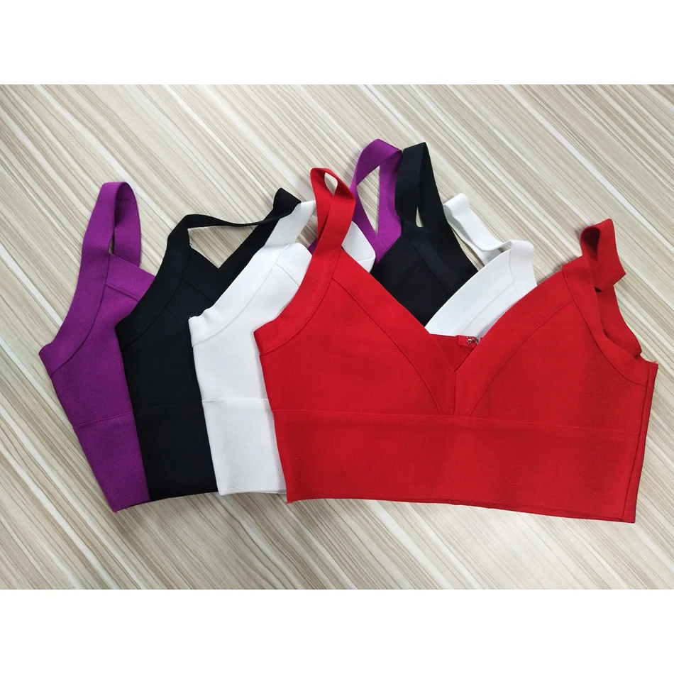 Women Strap Crop Tops Bandage Sexy V Neck Short Tank Top Sleeveless Summer Vest Black White Red Purple Casual Party Clubwear