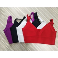 women strap crop tops bandage sexy v neck short tank top sleeveless summer vest black white red purple casual party clubwear