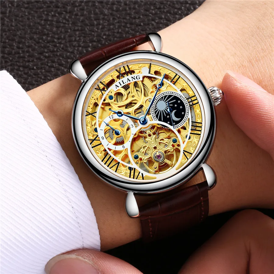 AILANG Tourbillon новые бизнес мужские часы Топ бренд Роскошные водонепроницаемые