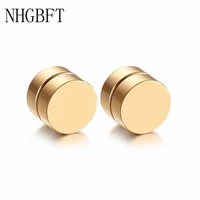 nhgbft painless earrings no piercing clip on unisex jewelry mens stainless steel thick magnet earrings