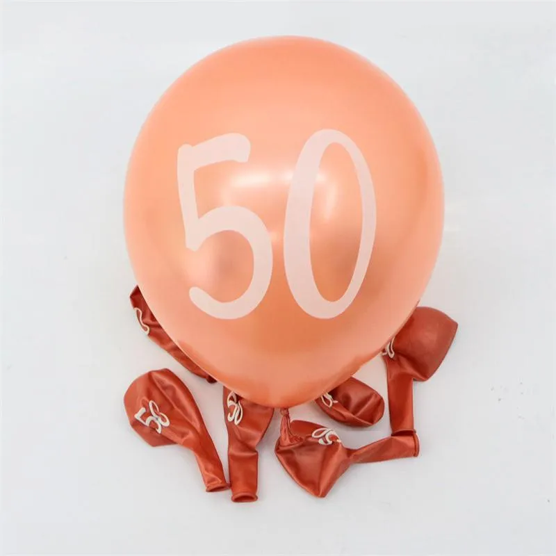 10 шт. 12 дюймов розово-золотые латексные шары розовое золото 30 40 50 60 70 лет с днем рождения украшения для взрослых фольга Гелиевый шар