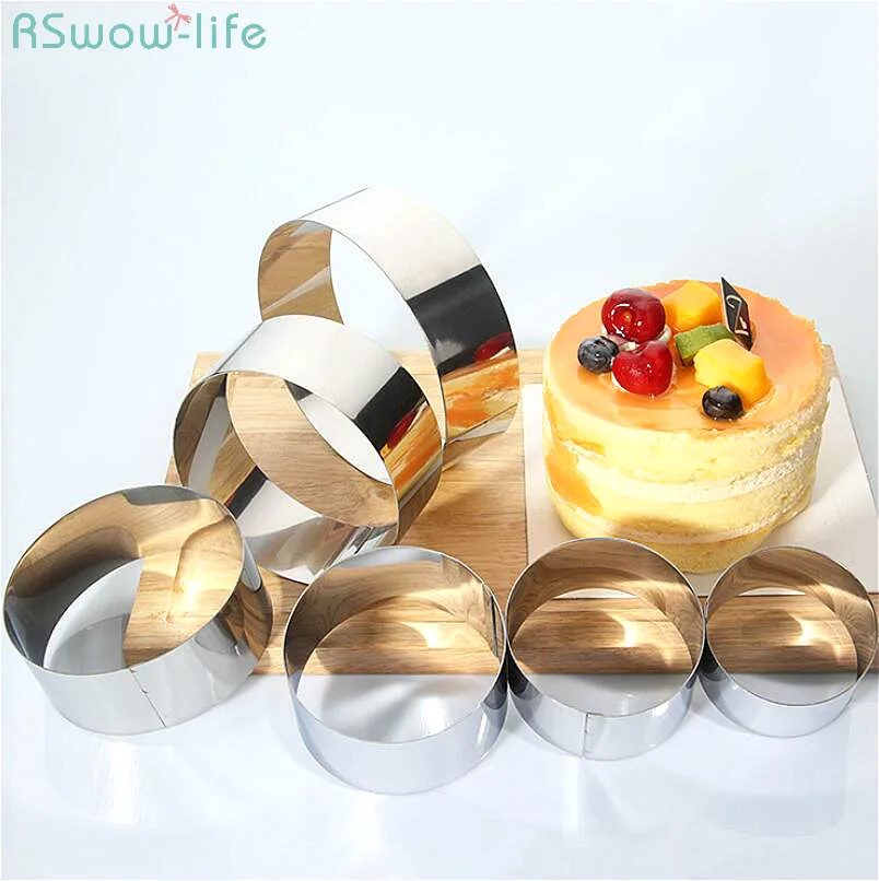 

6PCS Stainless Steel Circular Mousse Ring DIY Cake Mould Set Baking Tool Biscuit Mould Kitchen Circular Round Cake Handmade Bake