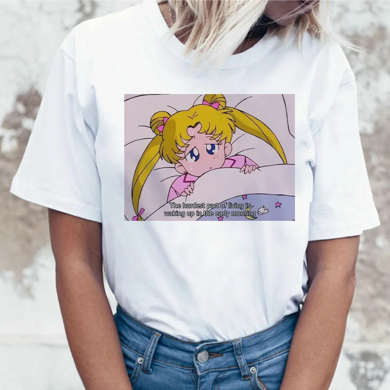 2712 Sailor Moon Аниме Футболка Топ Футболка 90s Женская Футболка женская femme корейский стиль ulzzang футболка Графический гранж эстетический - Цвет: 2712