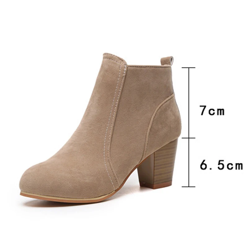FONIRRA Women Ankle Boots Square High Heel for Woman Fashion Zip Black Autumn Winter Womens Shoes 231 | Обувь