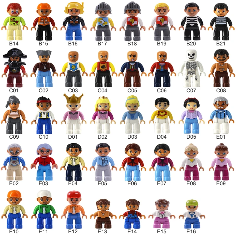 5 10 20. Кубики, Набор фигурок Duplo, совместимые фигурки, блоки, большие кирпичи, персонажи, семья, полиция, строительный блок, игрушка