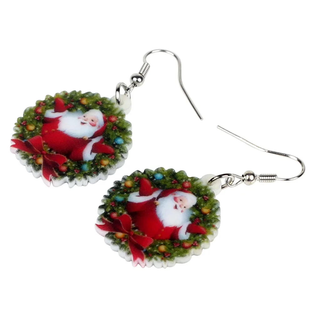 Bonsny Acrylic Christmas Sweet Santa Claus Garland Earrings Drop Dangle Party Gift Jewelry For Women Girls Teens Ornaments 2018 | Украшения