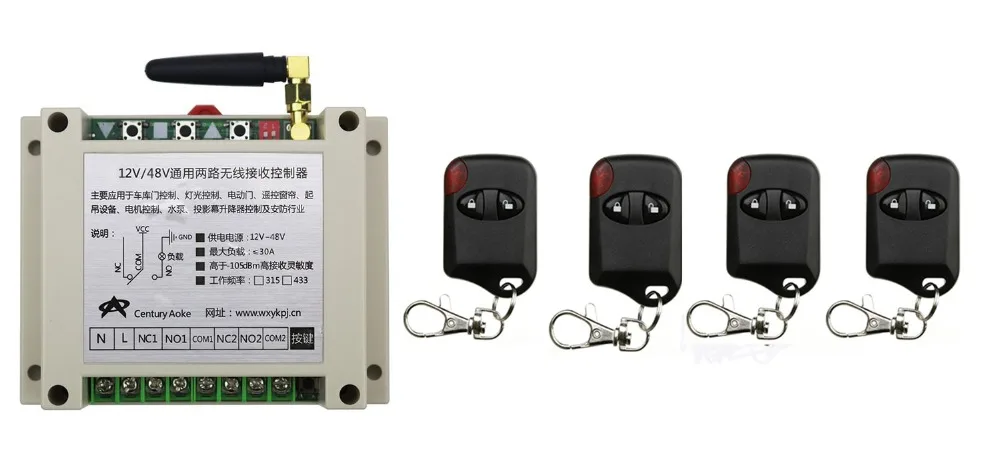 Новый DC12V 24 В 36 48 10A 2ch Беспроводной rf Дистанционное управление коммутатор 4 *
