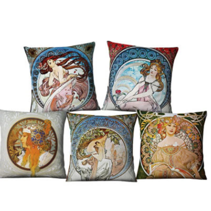 Pillow With Character Pattern European Pillows Linen Material Seat Cushion Texture Comfortable Soft Nap can be Used Chair | Дом и сад