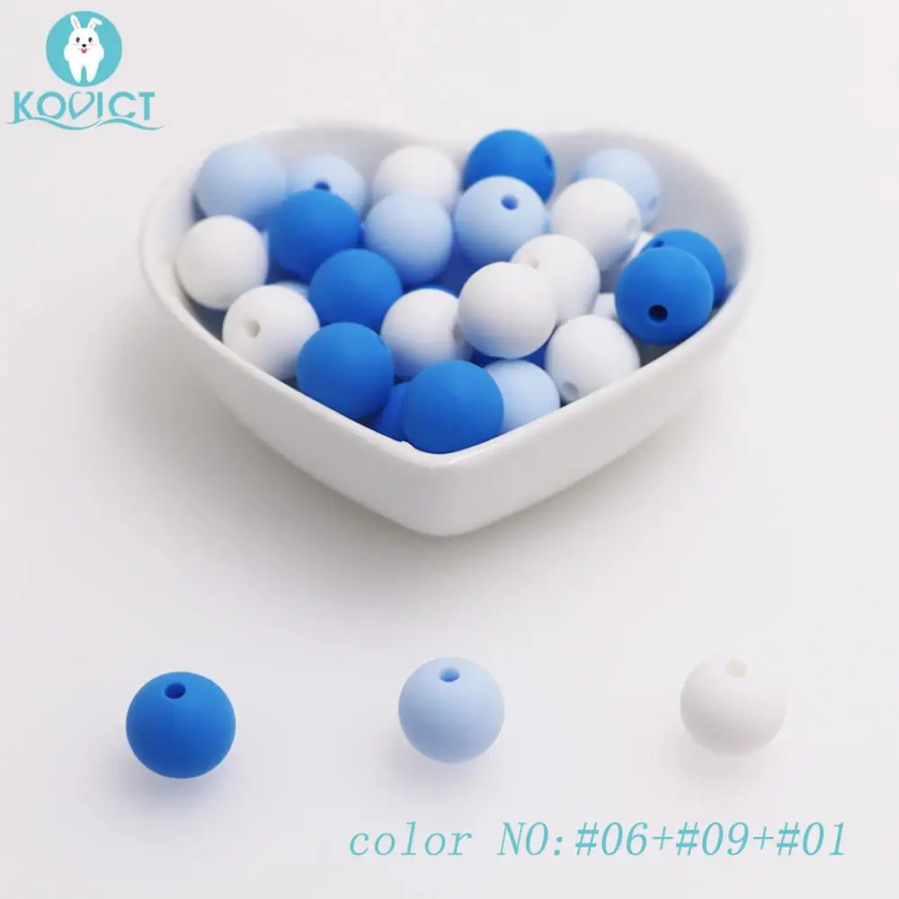 Most popular beads 6 Kovict 50 шт Круглые Силиконовые бусы 12 мм Детские Прорезыватели для зубов экологически чистые сенсорные Прорезыватели для зубов ожерелье пищевого качества для мам кормящих грызунов - Цвет: Most popular beads 6