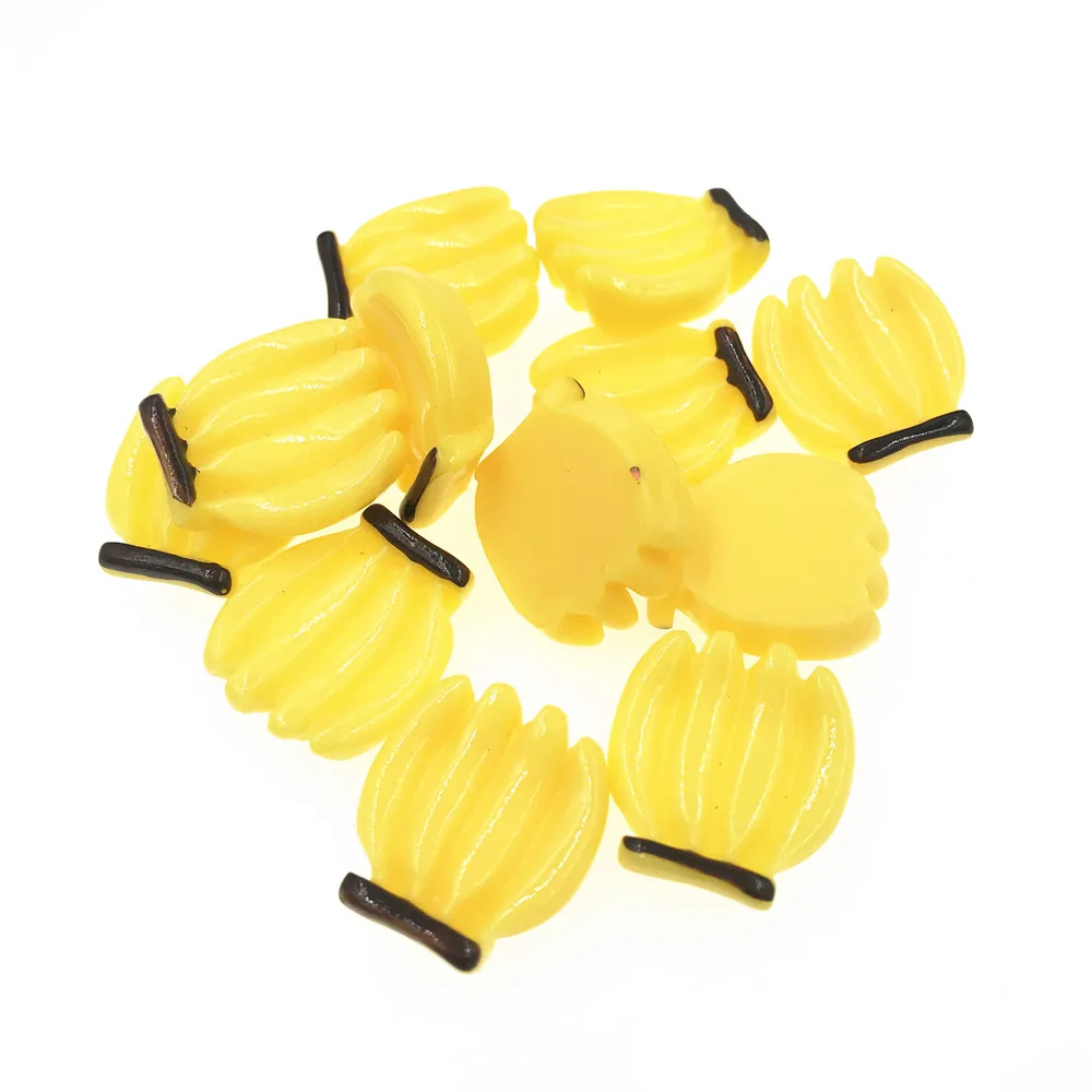 10 штук миниатюрных плоских фруктовых кабошонов из смолы с плоской задней стороной, имитация бананов для декоративных ремесел DIY, центр для волосных луков, скрапбукинг.