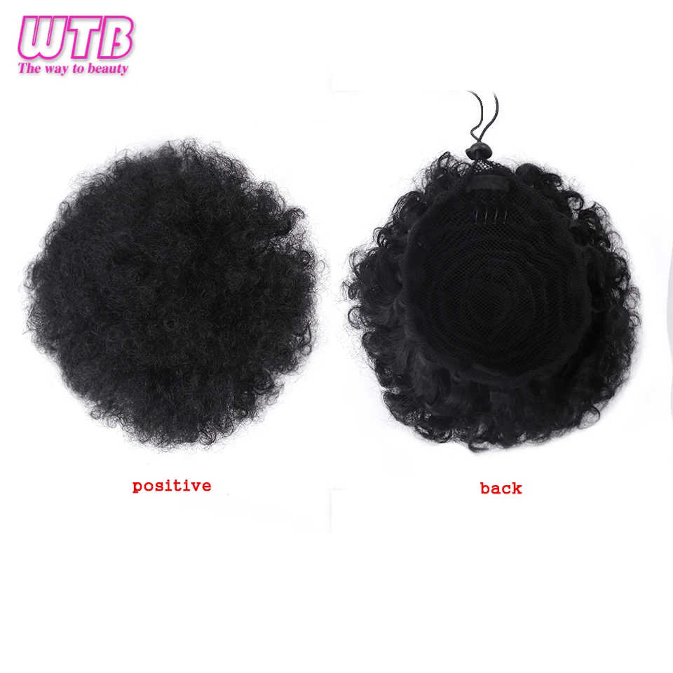 WTB Synthetic Fiber Afro Puff Drawstring Ponytail Short Kinky Curly Hair Bun Chignon Wrap Fake Extensions | Шиньоны и парики
