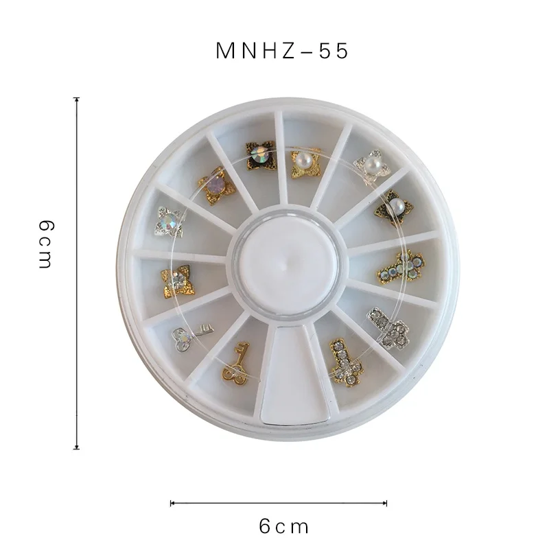 Lacheer 12 шт в форме цветка с блестками 3D украшение для ногтей Стразы Серебряные