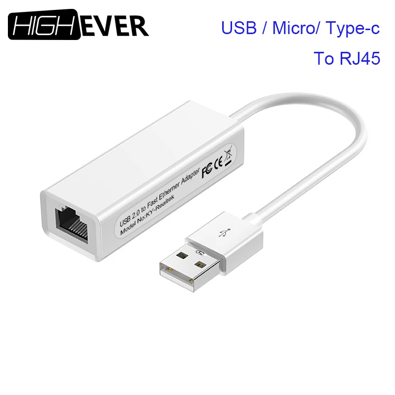 Highever USB Ethernet адаптер RJ45 Тип c микро сетевая карта беспроводной локальной сети RTL8152B