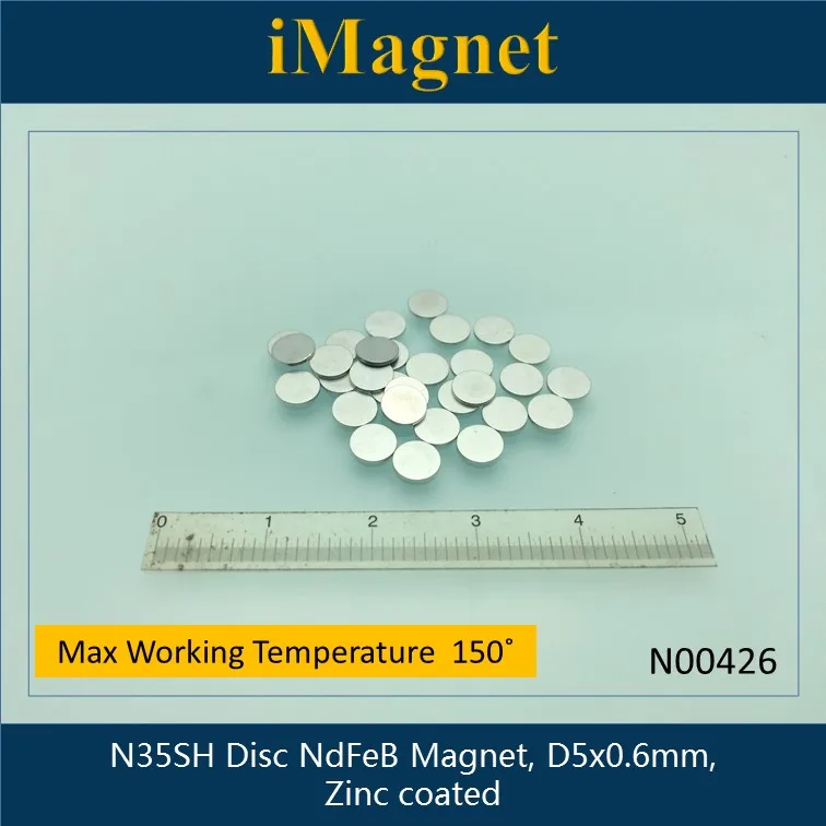 

N00426 50 шт. N35SH дисковый редкоземельный неодимовый магнит, d5x0.6 мм, магнит Ndfeb, магнит для холодильника, магнит на холодильник, оцинкованный