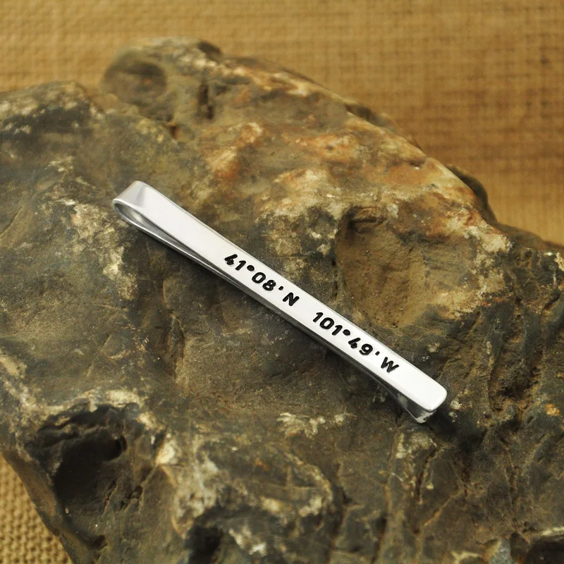 Персонализированный зажим для галстука Latitude Подарочный на заказ свадебный