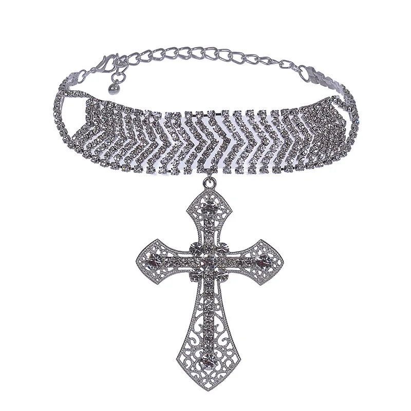 Meidi большой Подвески с крестом Кристалл Rhinestone колье Цепочки и ожерелья для Для