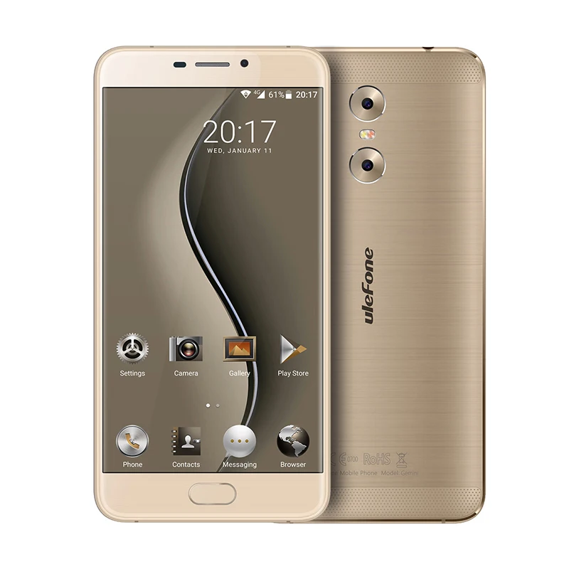 Оригинал Ulefone Близнецы mtk6737t 4 ядра Android 6.0 мобильный телефон 2 назад Камера 5.5