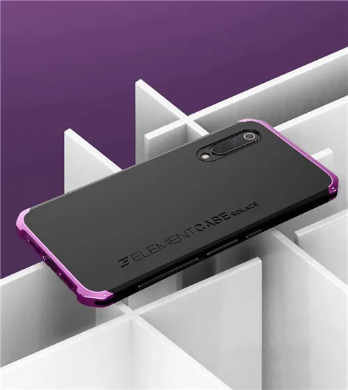 Black and purple Алюминиевый металлический бампер чехол для телефона для Xiaomi Mi 9 Coque 360 полная гибридная Броня матовая PC задняя крышка для Xiaomi Mi 9 чехол противоударный - Цвет: Black and purple