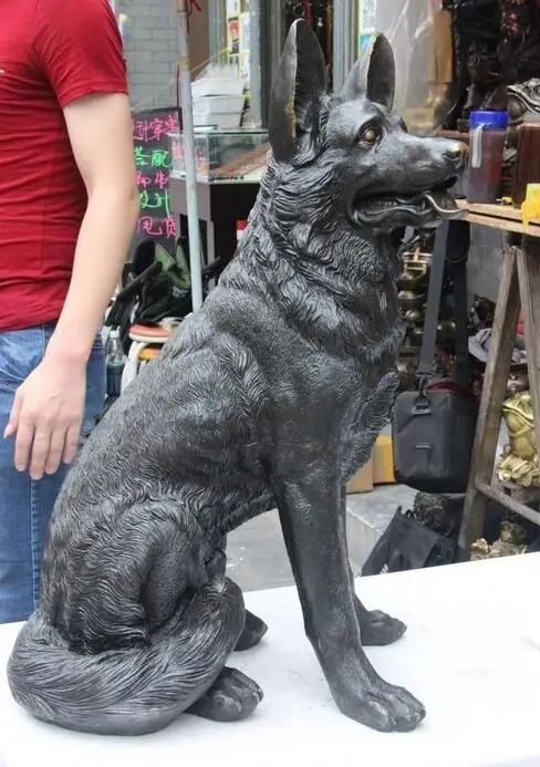 32 &quotклассический Медь резные животных собака статуя волка арт Скульптура|sculpture