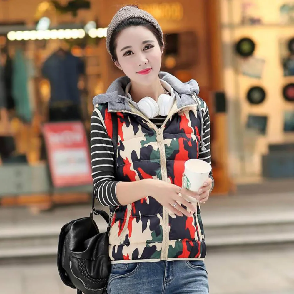 Женский хлопковый жилет Tengo осенне-зимний облегающий со съемным капюшоном с |