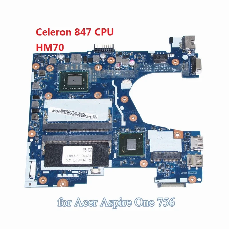 NOKOTION Q1VZC LA 8941P NBSH511001 NB. SH511.001 материнская плата для ноутбука acer Aspire V5 131 Celeron 847