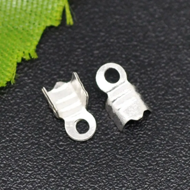 200Pcs Silver Plated Cord Crimp End Caps Loop DIY Crafts Jewelry Making 6x3.2mm | Украшения и аксессуары