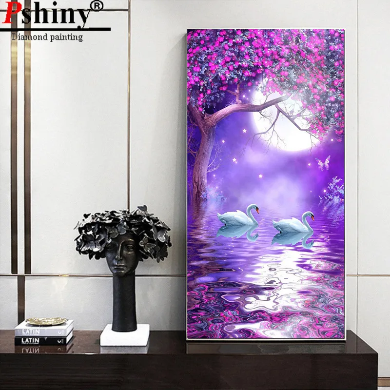 PSHINY DIY Алмазная вышивка распродажа фиолетовые лунные пейзажные картины из