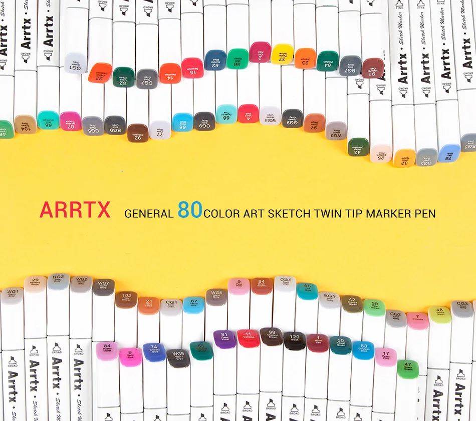 Arrtx 80 цветов набор художественных маркеров ручка на спиртовой основе маркер двойной головкой советы для манга рисования маркер ручка
