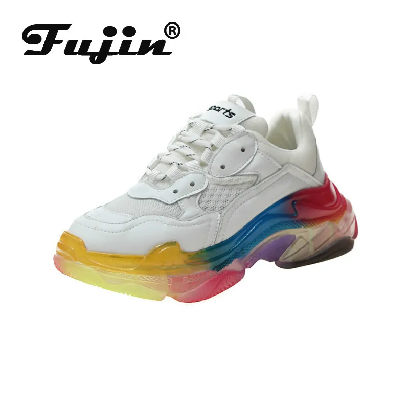 Fujin/Женская обувь Весенняя на толстой подошве Прямая поставка Прозрачные