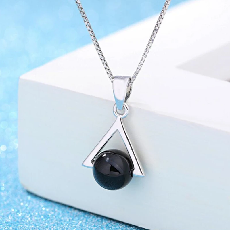 Черный кулон женский серебряный цвет ювелирные изделия простой и элегантный топ