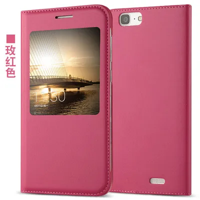 Роскошный кожаный чехол-книжка с окошком для huawei Ascend G7 L01 - Цвет: Rose
