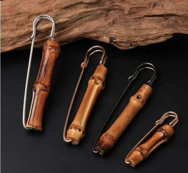 Брошь из натурального дерева и бамбука металлическая брошь булавки изящные