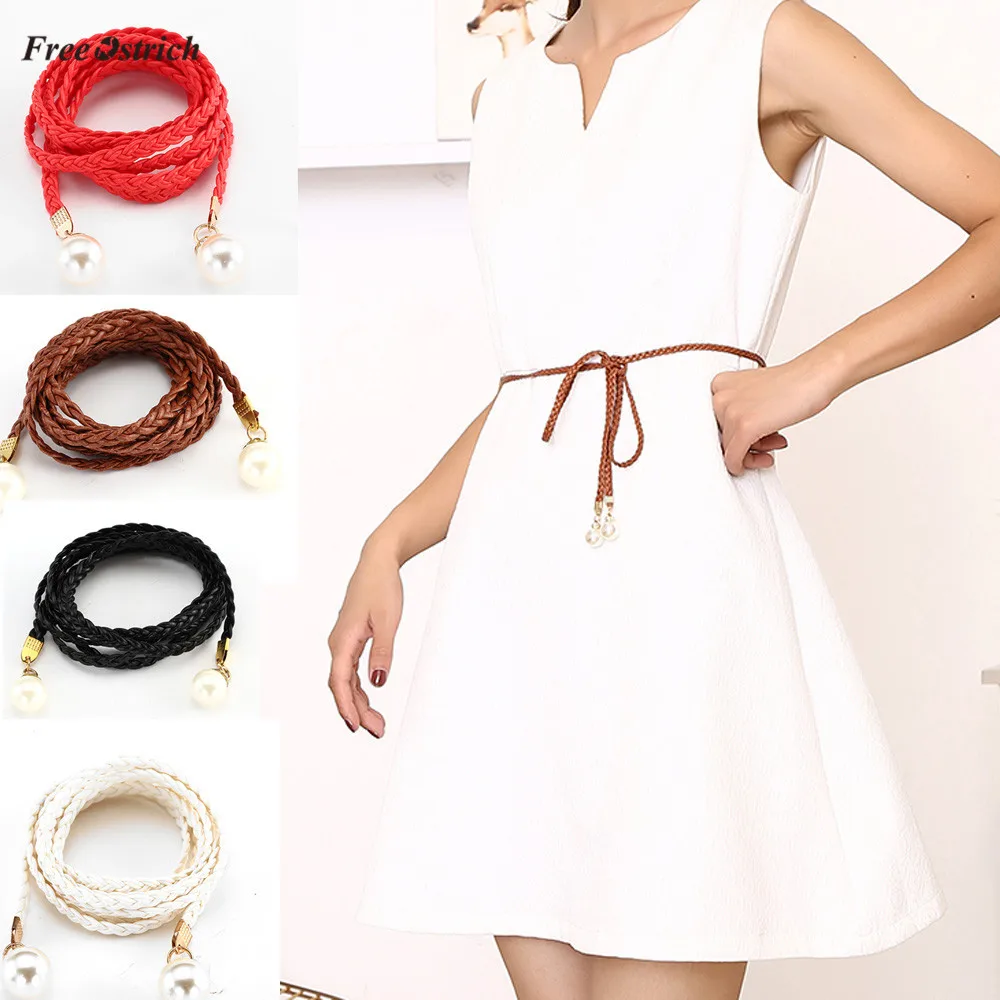 Бесплатный ремень в стиле страуса для женщин плетеный пояс из пеньковой веревки