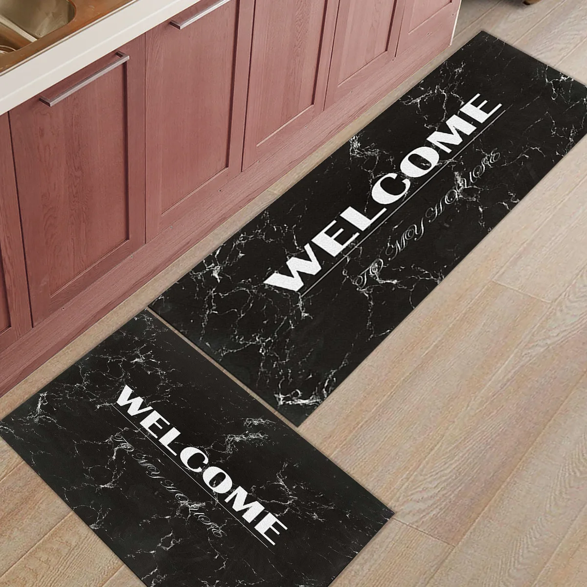 Мрамор узор Welcome1Under домашним животным миска для воды еды коврики входа способ