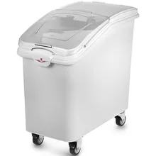 27 Gallon White Plastic Mobile Ingredient Storage Bin with Lid Wide Application Good Material Easy to Move 27 Gallon White Plastic Mobile Ingredient Storage Bin with Lid Wide Application Good Material Easy to Move