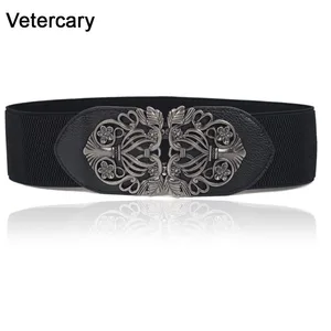 Широкие Модные женские эластичные пояса с металлическими пряжками