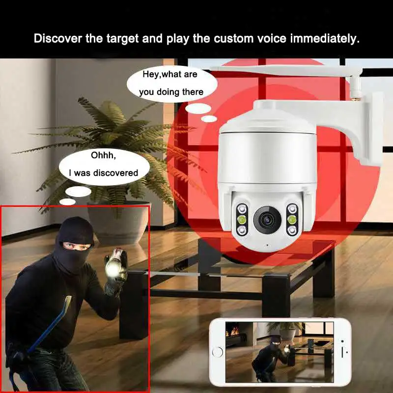 Наружная водонепроницаемая IP камера видеонаблюдения 1080P с Wi Fi миниатюрная PTZ