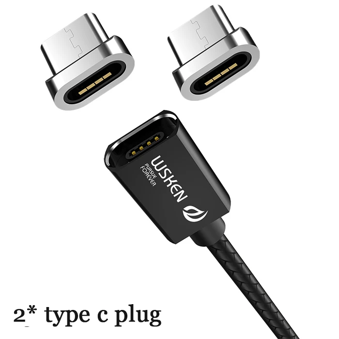 type c with 2 plugs WSKEN кабель Micro USB Магнитный зарядный кабель для iPhone Xs Max Xr type C USB C Быстрая зарядка данных для samsung S9 Note8 S8 type-C - Цвет: type c with 2 plugs