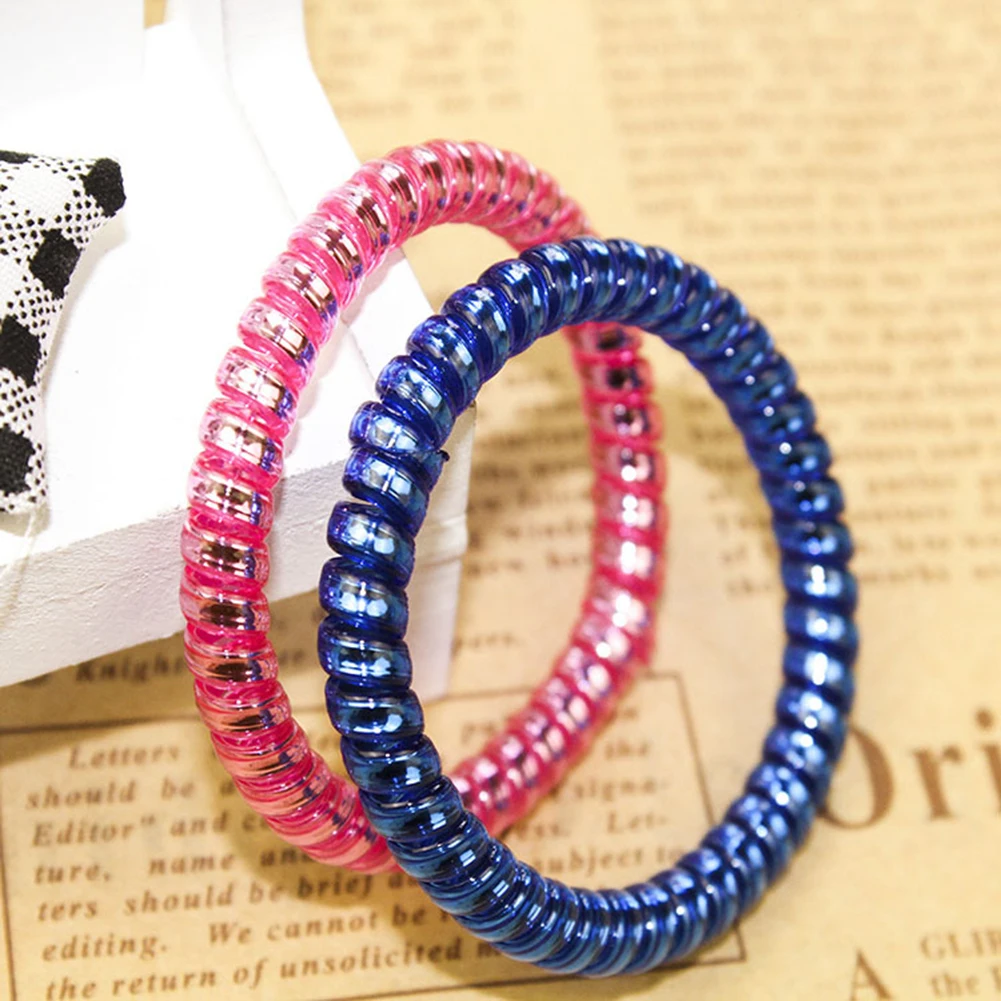 1 шт. Блестящий разноцветный телефонный шнур резинка для волос Женский хвост| |