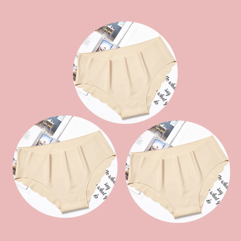 beige beige beige Бесшовные трусики, сексуальное женское нижнее белье, нижнее белье, трусы, женские удобные трусы, нижнее белье, ropa interior femenina, 3 шт - Цвет: beige beige beige