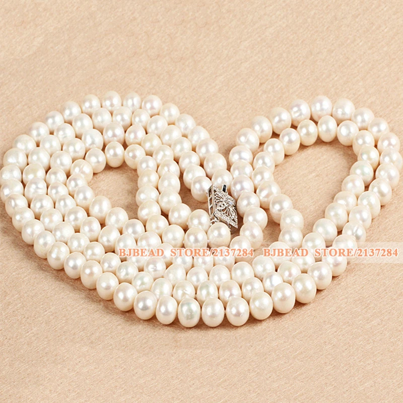 Большой дизайн элегантный длинный стиль двойные нити 10-11 мм натуральный около