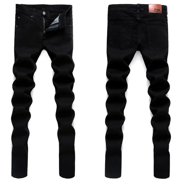 НОВЫЙ 2016 крытый Деловой Человек Черный белый Джинсы Хлопок Тонкий Студенты