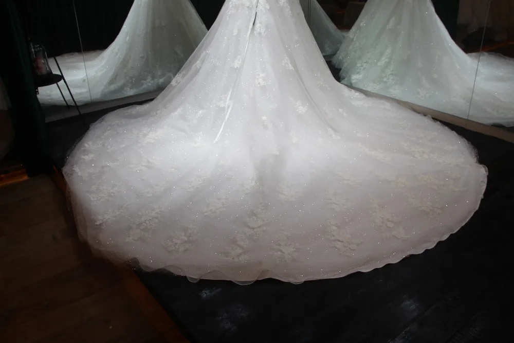 Vestido de noiva длинное свадебное платье 2018 с длинным рукавом аппликацией фатиновое