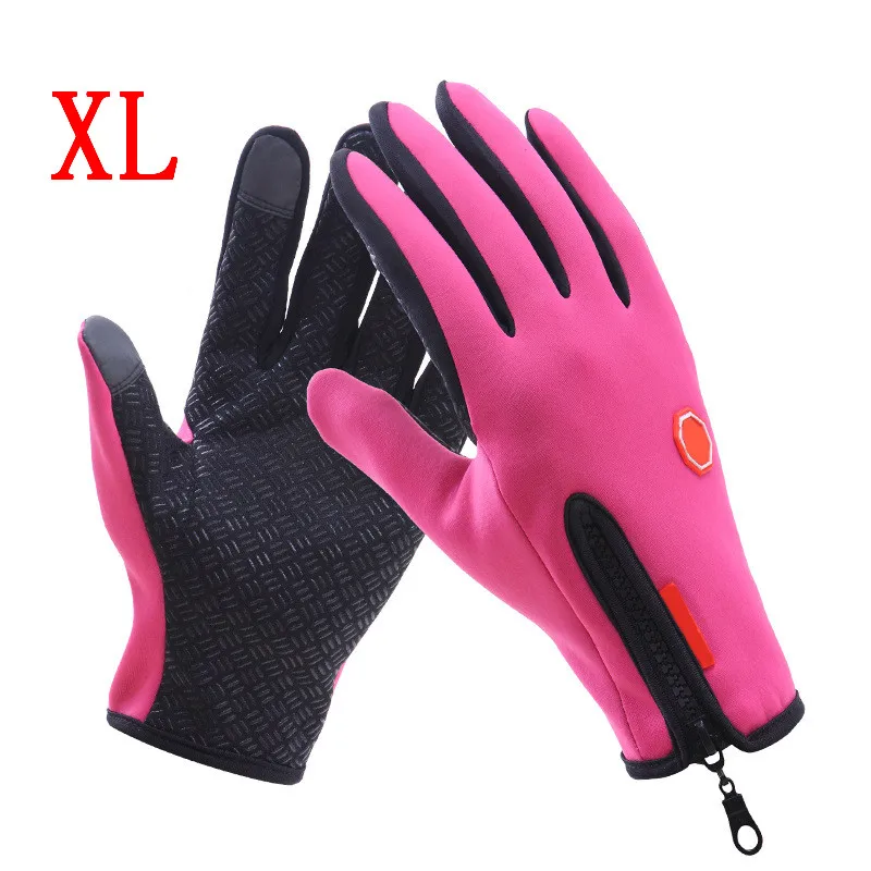 PINK XL Для автомобилей и мотоциклов, ветрозащитный, для открытого спорта унисекс Лыжный Спорт Велоспорт перчатки для катания на сноуборде перчатки Зимние флисовые теплые Сенсорный экран перчатки - Цвет: PINK XL