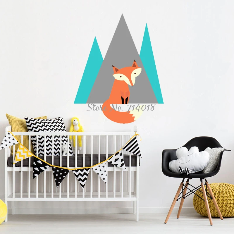 Наклейки на стену с изображением лисы горы виниловые наклейки для детей детские