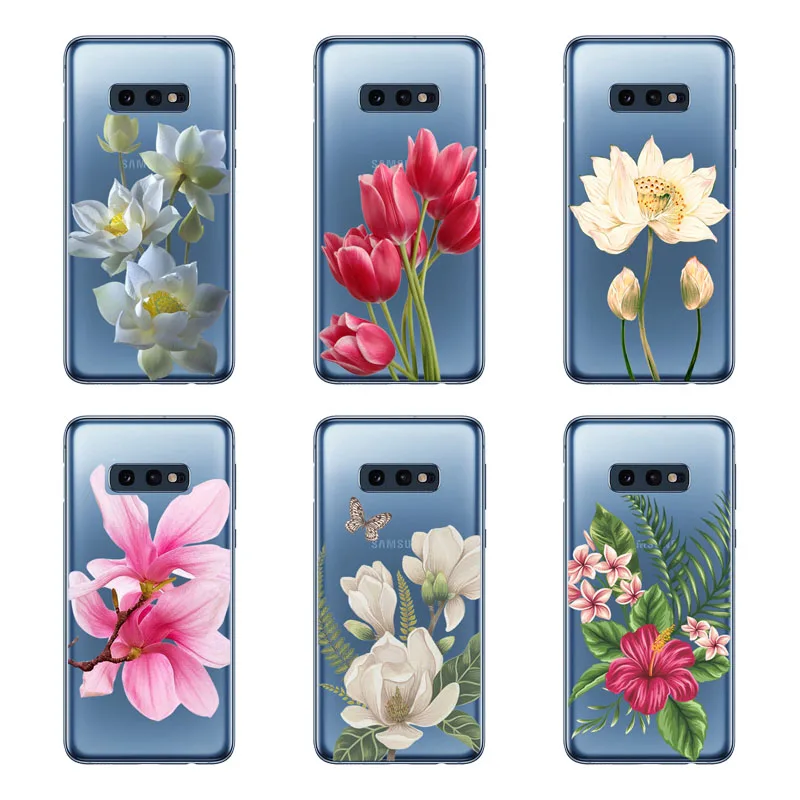 Чехол для samsung galaxy S10 lite силиконовый чехол с черным цветком мягкая задняя крышка