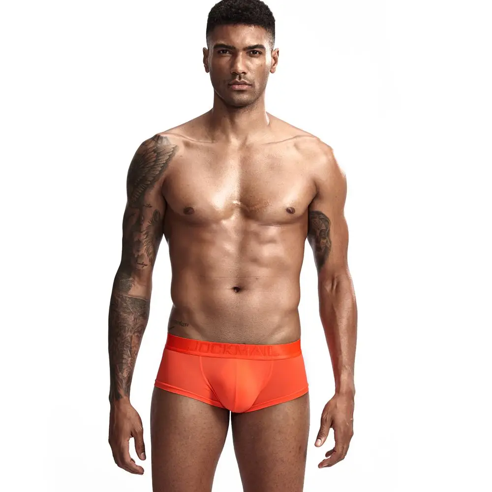 JOCKMAIL, ультратонкое сексуальное нижнее белье, мужские боксеры, одноцветные выпуклые мужские трусы, Короткие трусы, мужские трусы-боксеры
